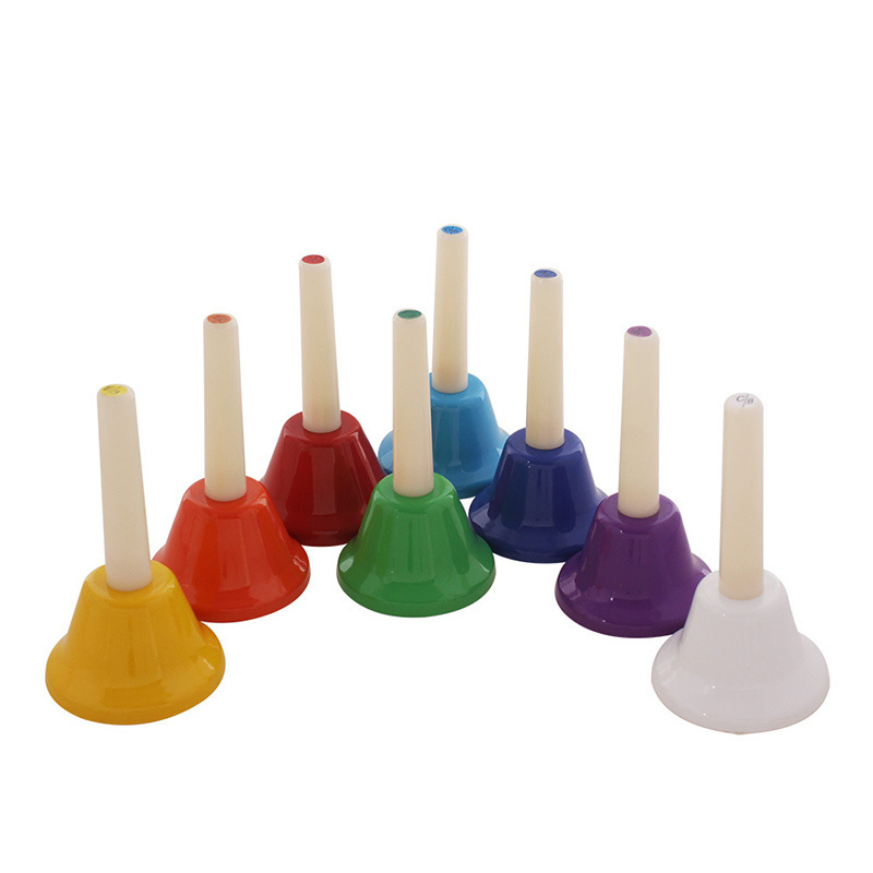 8-Note Hand Bell Children Music Toy Rainbow Percussion Instrument Set 8-Tone Bell Rotating Rattle Beginner Educational Toy Gift