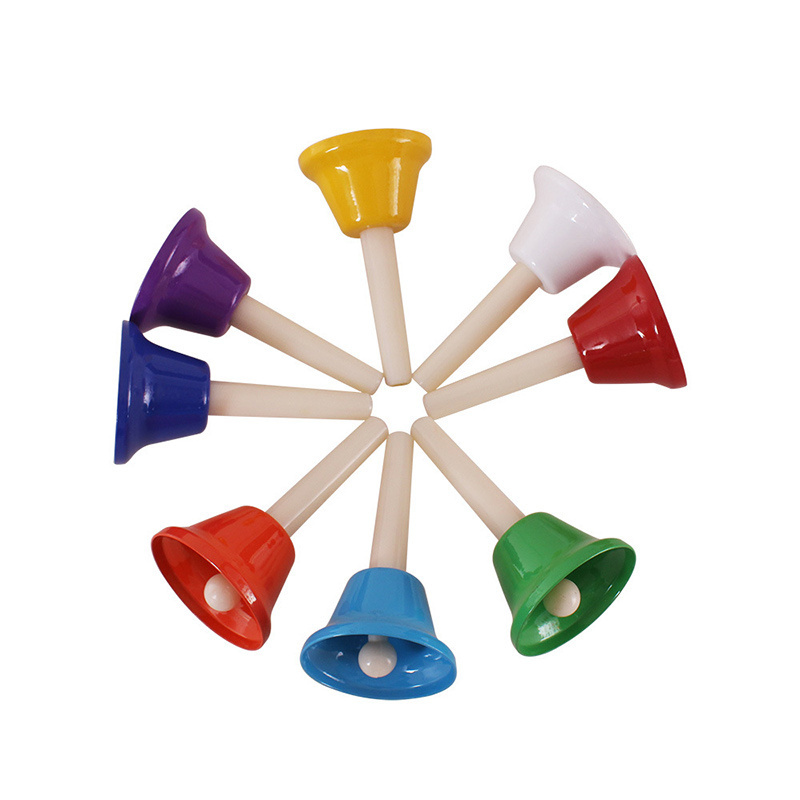 8-Note Hand Bell Children Music Toy Rainbow Percussion Instrument Set 8-Tone Bell Rotating Rattle Beginner Educational Toy Gift