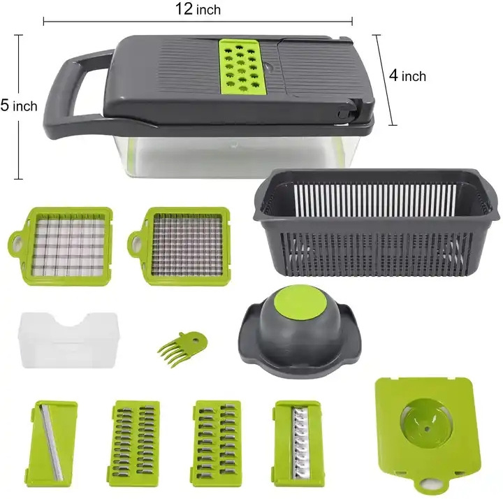 Hot sales Vegetable Chopper Mandoline Slicer Cutter and Grater 15 in 1 Vegetable Slicer Potato Onion Chopper Veggie Dicer