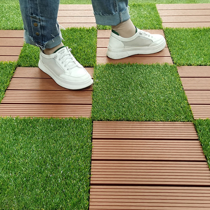 Easy install exterior landscaping synthetic grass deck tiles artificial grass turf for playground