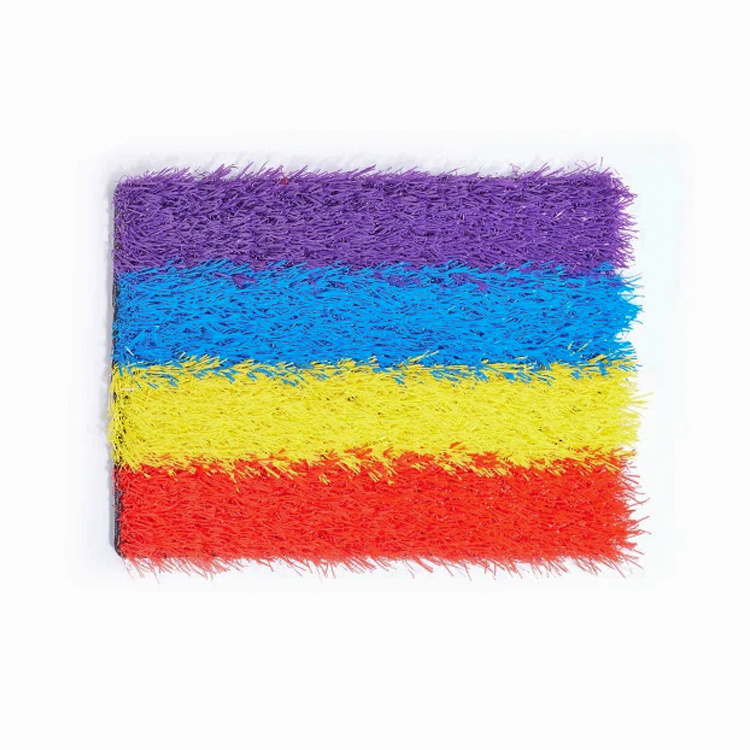 Colorful Purple Blue Red Yellow Rainbow Lawn Turf Artificial Grass For Kindergarten Landscaping