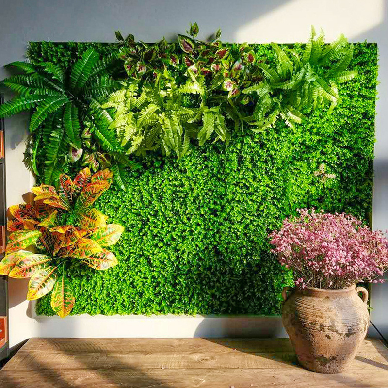 Garden artificial hedge fence green wall decorative grass pad flowers wall