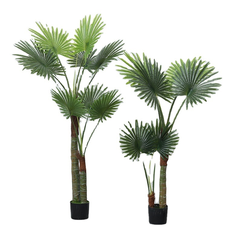 Latest Artificial Plant Tropical Tree Green Faux Two-stem Palm Tree Indoor Outdoor Decorative Artificial Tree Potted