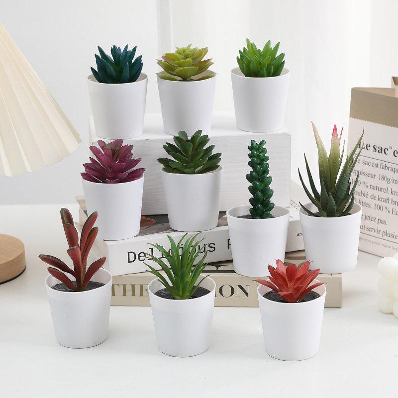 Factory Price Artificial Plant Office Desk Decor Small Soft Glue Succulent Plant In Small Pot Gardening Indoor