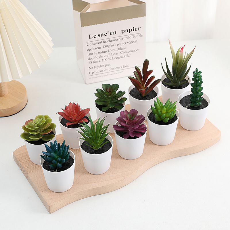 Factory Price Artificial Plant Office Desk Decor Small Soft Glue Succulent Plant In Small Pot Gardening Indoor