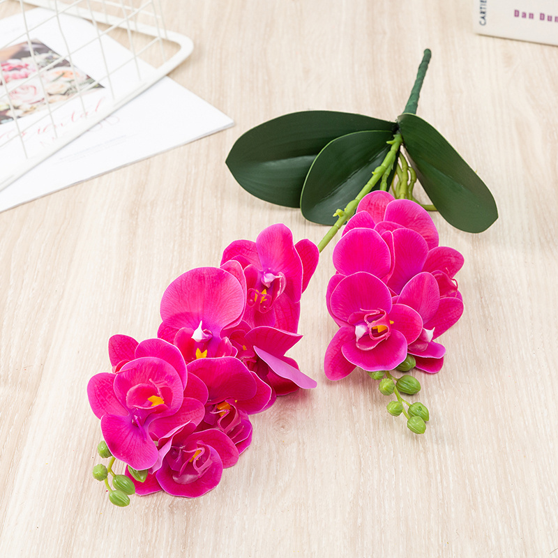 Hot Sale Artificial Flower Phalaenopsis Plastic Orchid Wedding Table Flower 2 Forks Butterfly Orchid Flower