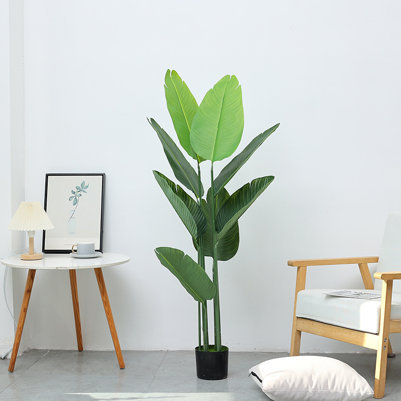 New Style Big Artificial Plant Green Decorative Traveler's Banana Tree in Pot Tropical Tree Bonsai Indoor Outdoor Decor