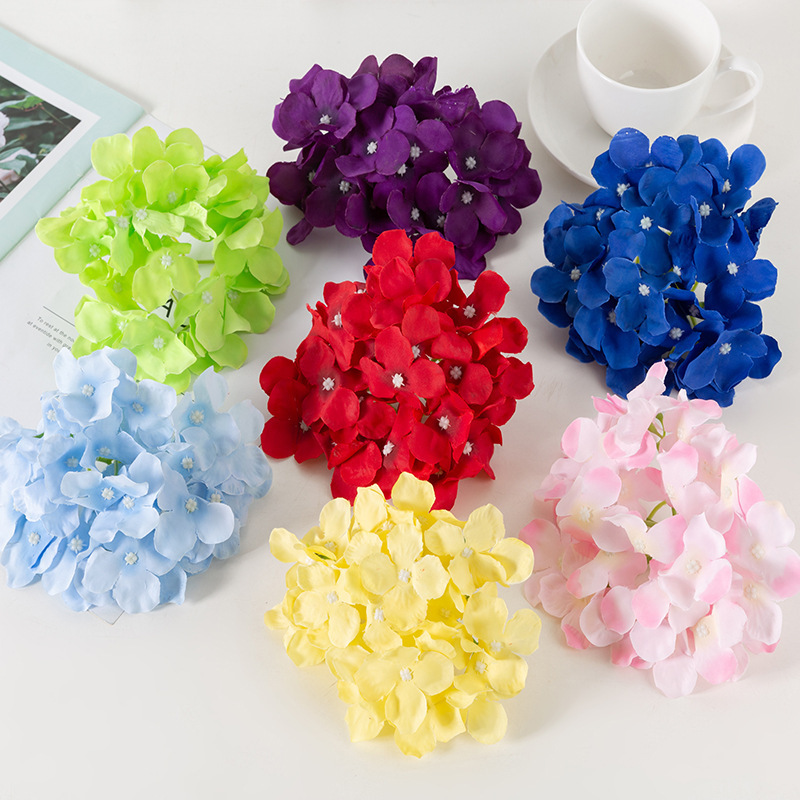 Wholesale DIY High Quality Silk Hydrangea Flower Heads 27 petals Artificial Hydrangea For Wedding Decoration Flower Wall