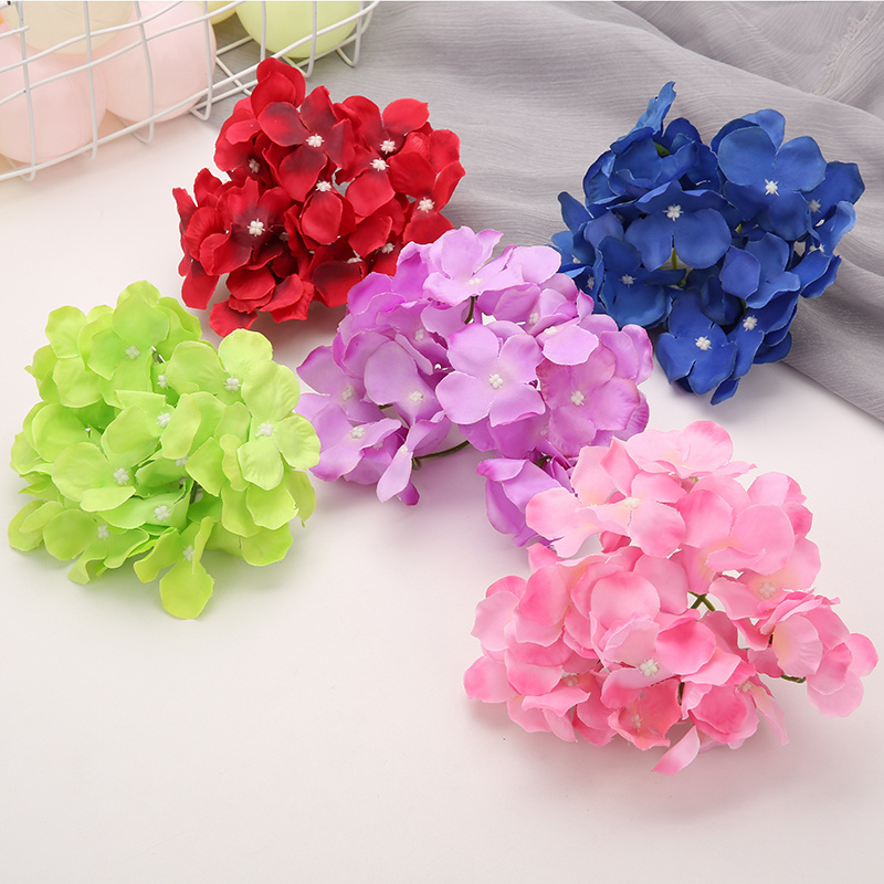 Wholesale DIY High Quality Silk Hydrangea Flower Heads 27 petals Artificial Hydrangea For Wedding Decoration Flower Wall