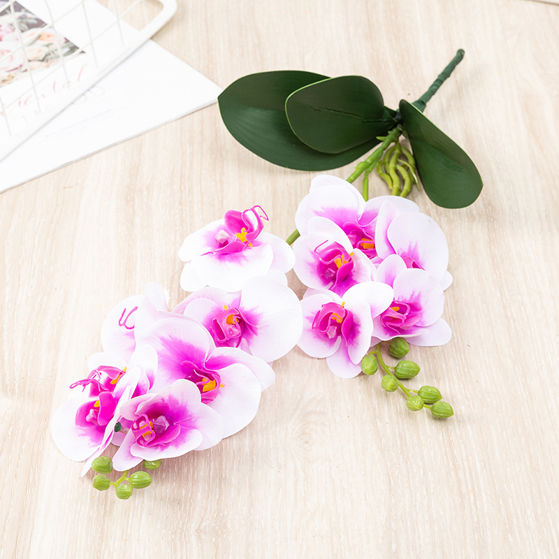 Hot Sale Artificial Flower Phalaenopsis Plastic Orchid Wedding Table Flower 2 Forks Butterfly Orchid Flower