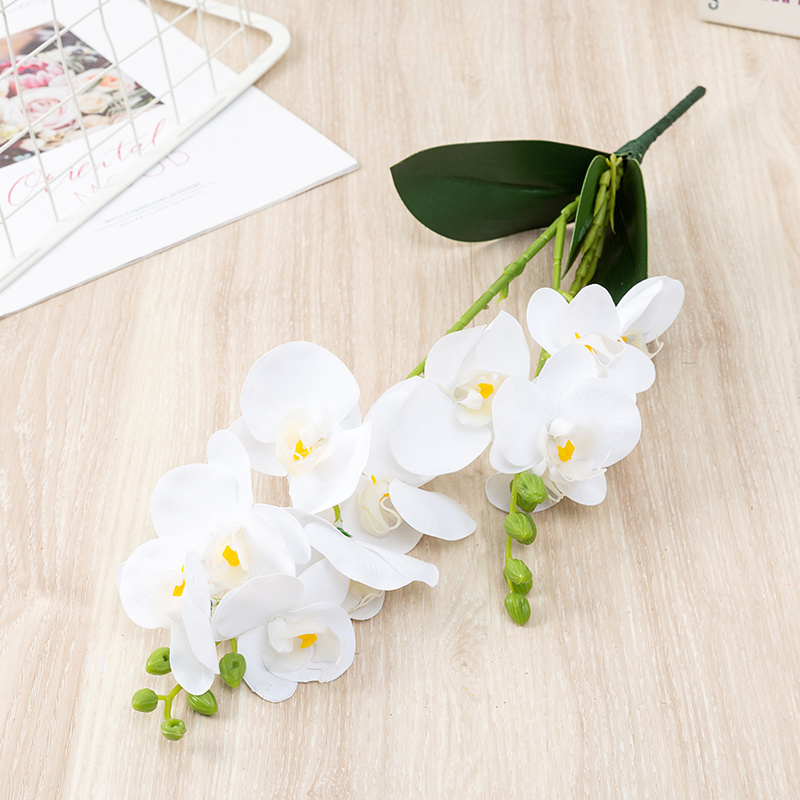 Hot Sale Artificial Flower Phalaenopsis Plastic Orchid Wedding Table Flower 2 Forks Butterfly Orchid Flower