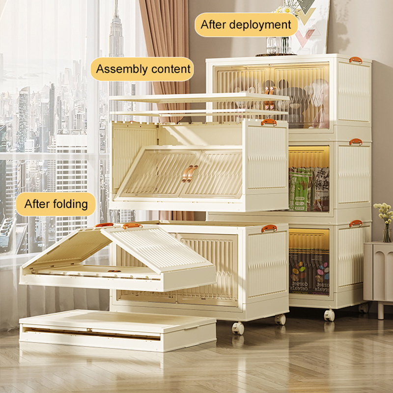 Portable Storage Wardrobe DIY Living Room White Storage Organizer Folding Plastic Magnetic Clothes Storage Cabinet For Kids