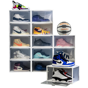 Giant Shoe Organizer Stackable Clear Transparent Plastic Storage Organizer Shoe Box For High Heels And Sports shoes