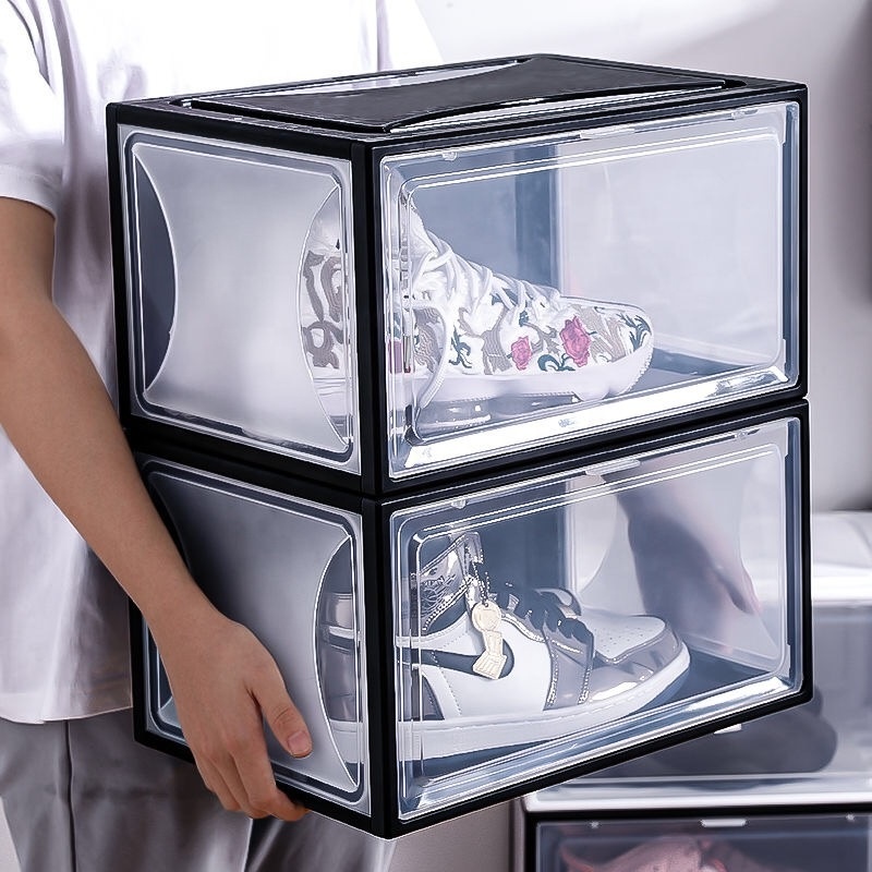 Giant Shoe Organizer Stackable Clear Transparent Plastic Storage Organizer Shoe Box For High Heels And Sports shoes