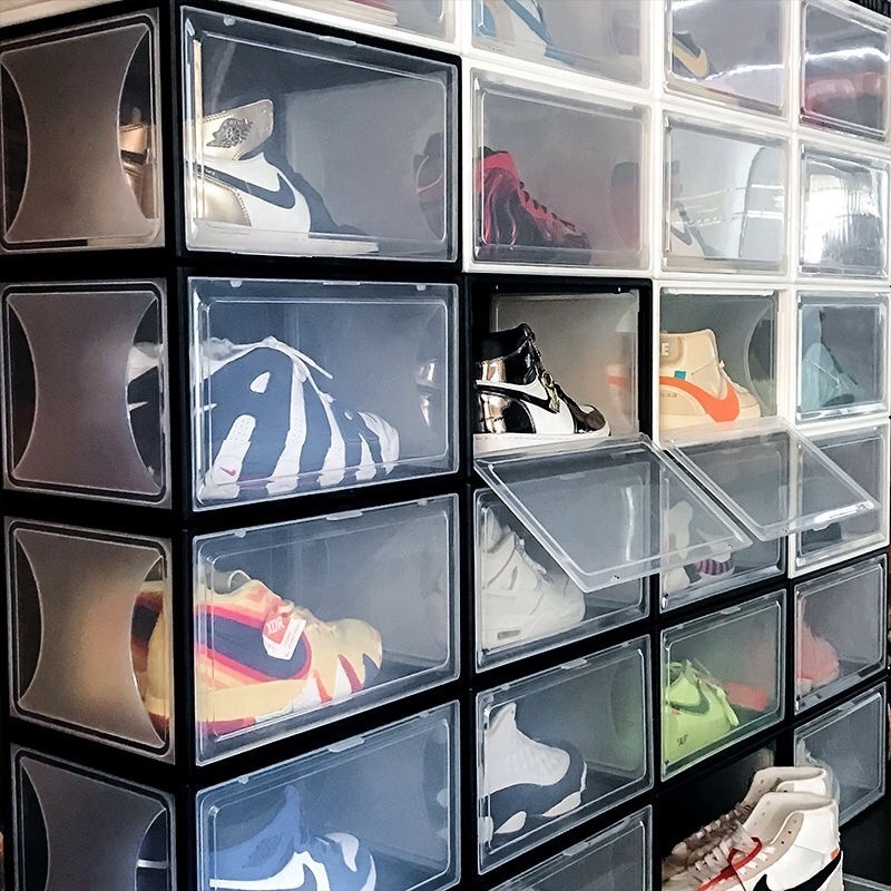 Giant Shoe Organizer Stackable Clear Transparent Plastic Shoe Storage Box For High Heels And Sports shoes