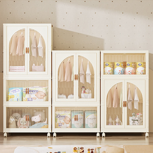 Quick Install Foldable Storage Cabinet Modern PP Baby Living Toy Closet Dresser with Open Door for Bedroom