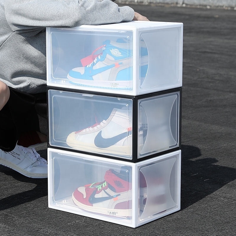 Giant Shoe Organizer Stackable Clear Transparent Plastic Storage Organizer Shoe Box For High Heels And Sports shoes