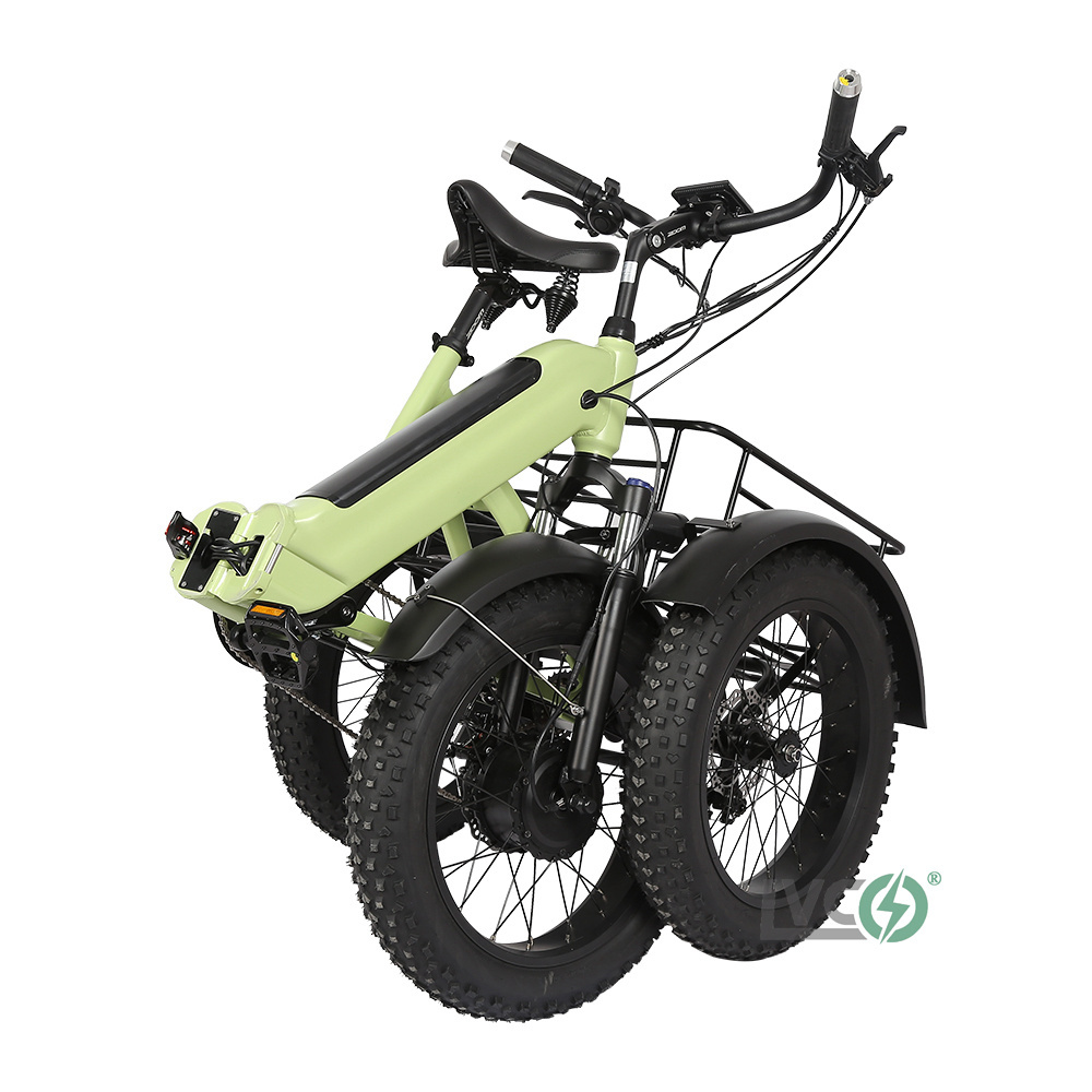 lvco newest folding electric bike tricycles fatbike tire 20*4 inch 500w 48v with rear rack cargo tricycles