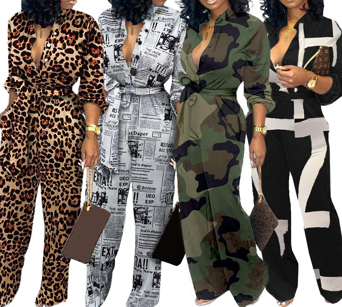 LvCong 2022 New fashion trends women one piece rompers straight leg jumpsuit spring clothings camouflage jumpsuit for women