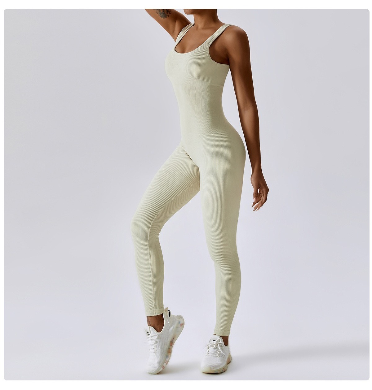 LvCong spring seamless one pieces dance bodysuit women skinny tight sports yoga elastic long jumpsuit