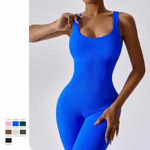 LvCong spring seamless one pieces dance bodysuit women skinny tight sports yoga elastic long jumpsuit