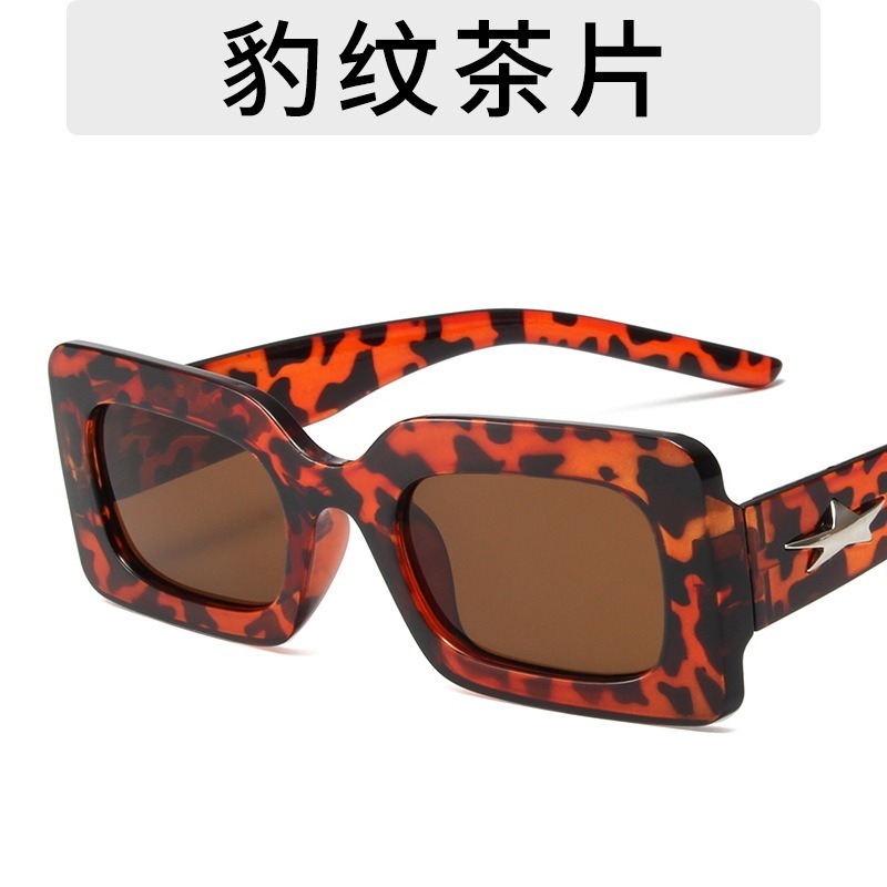 Dropshipping unisex summer fashion small square rectangle sun glasses female five-pointed pattern multi-color frame sunglasses