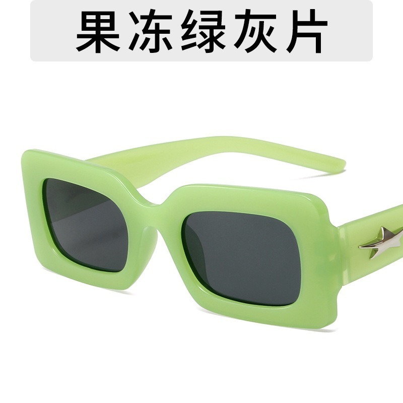 Dropshipping unisex summer fashion small square rectangle sun glasses female five-pointed pattern multi-color frame sunglasses