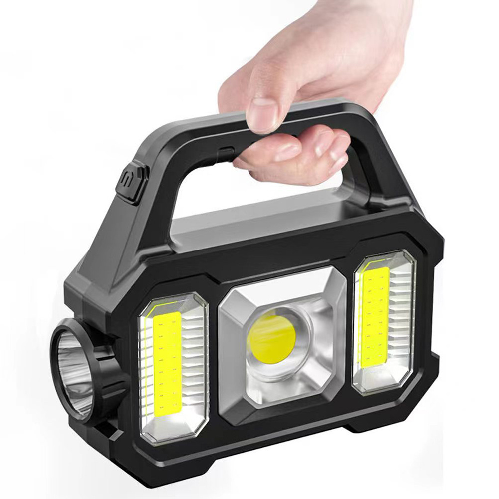 LED Work Light Solar Rechargeable Super Bright LED COB Portable Trouble Lights Battery Powered flashlight for Car Repair