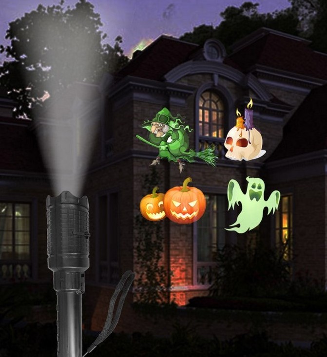 Rechargeable 4 patterns LED Projector Flashlight for Christmas Birthday Holiday Hallowmas