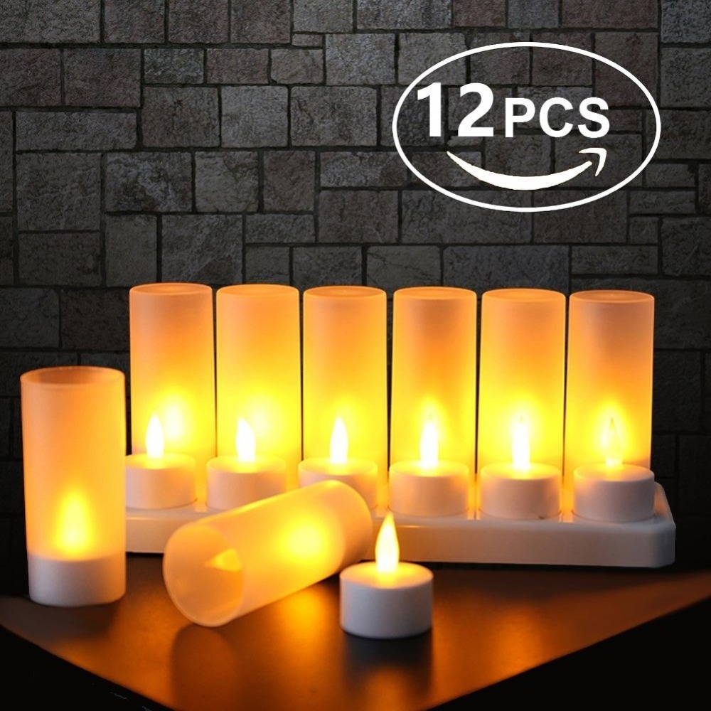 Rechargeable 12 Pack LED Tealight flickering Flameless led tea light candle For Wedding Birthday