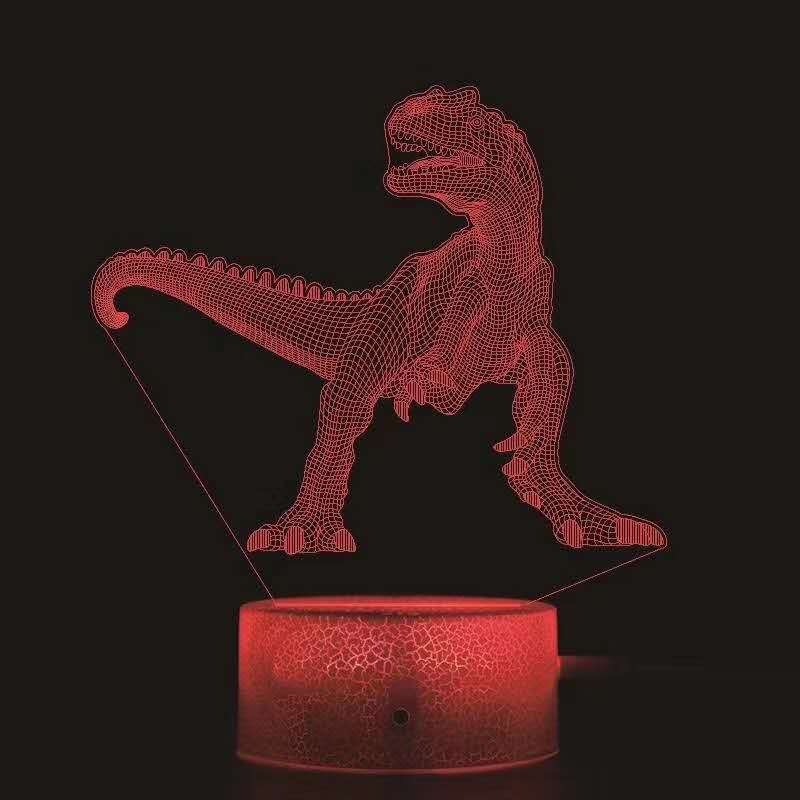 Led night light 3D Illusion Standing Dinosaur Color changing USB Crack Base animal Night Lamp Christmas birthday kids gift