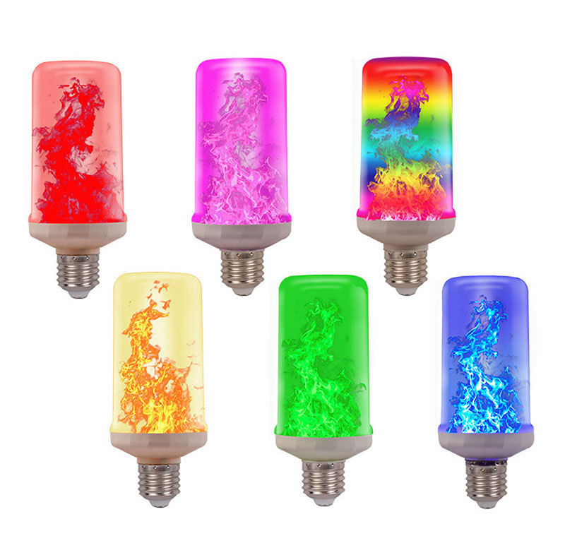 LED Flickering Flame Light Bulb E27 Base Red Green Blue Halloween Fire Light Bulb 4 Mode Gravity For Christmas Home Party Decor