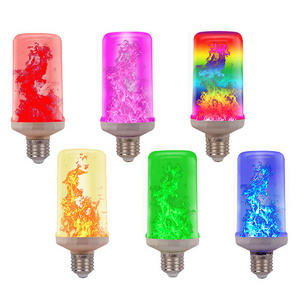 LED Flickering Flame Light Bulb E27 Base Red Green Blue Halloween Fire Light Bulb 4 Mode Gravity For Christmas Home Party Decor