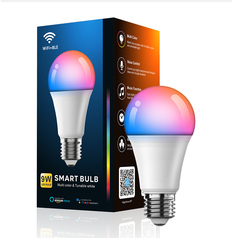 9W Smart Light Bulbs LED RGBCW Dimmable Color Changing Music Sync Light Bulb App Control E26 Led Bulb WiFi No Hub Required