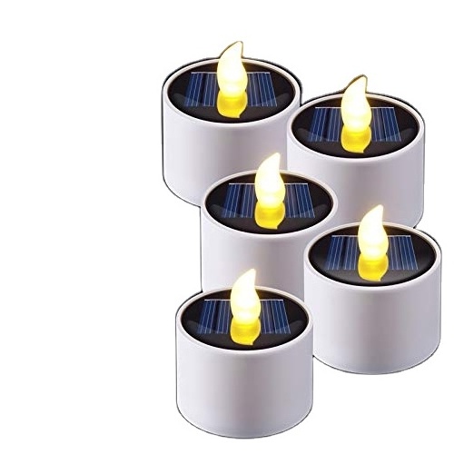 Solar Tea Lights,  Waterproof Rechargeable LED Flameless Tealight Solar Rechargeable Tea Light Candles