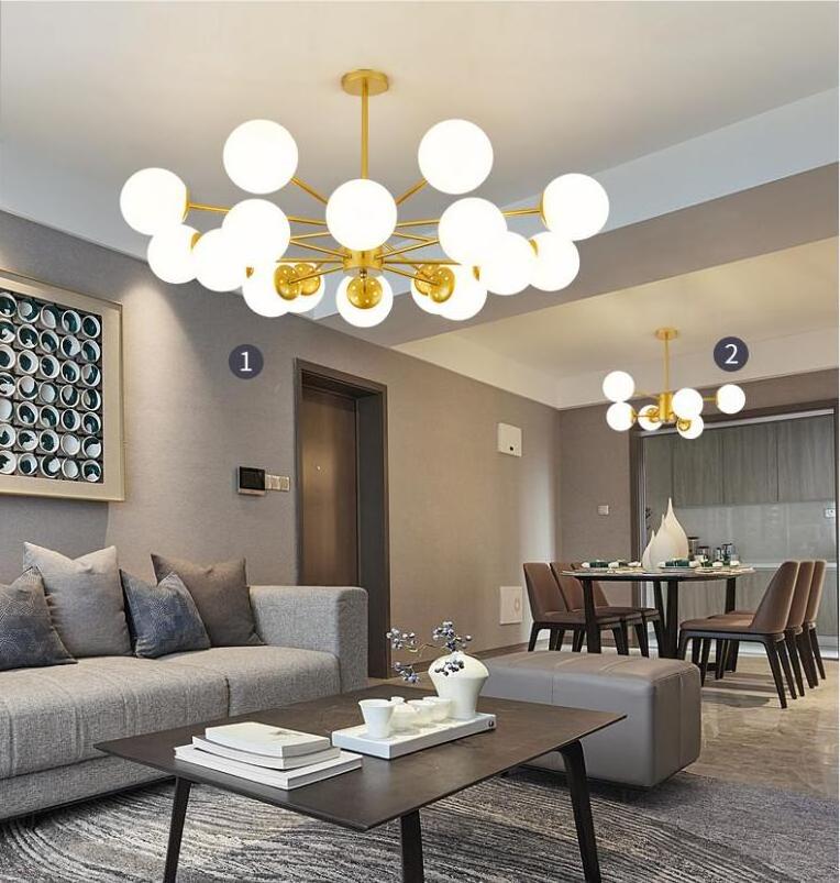 Modern Decorative golden Ceiling Lighting Fixture chandelier glass led Pendant Lights for restaurant living room luxury hotel de