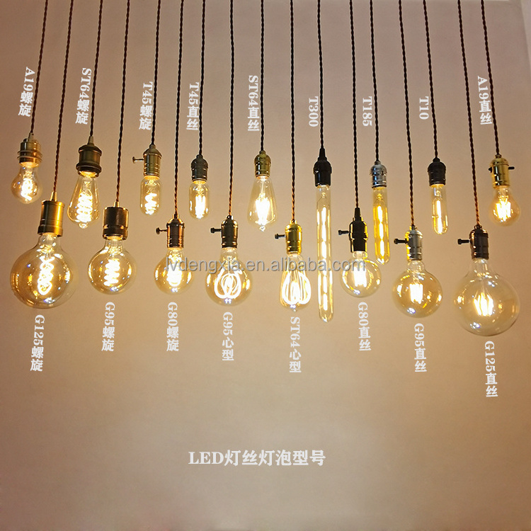 Dimmable LED 2W 4W 6W 8W Clear & Amber Glass ST64 Vintage Edison LED Bulb E26 E27 B22 Antique Filament LED Light Bulbs