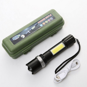 Newest Design XP-G Q5 Built in Battery USB Charging Flashlight COB LED Zoomable Waterproof Tactical Torch Lamp LED Bulbs