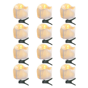 Flameless LED Candles Tea Light Tearful Electronic Simulation Candle Light with Clip Home Wedding Birthday Party Decoration