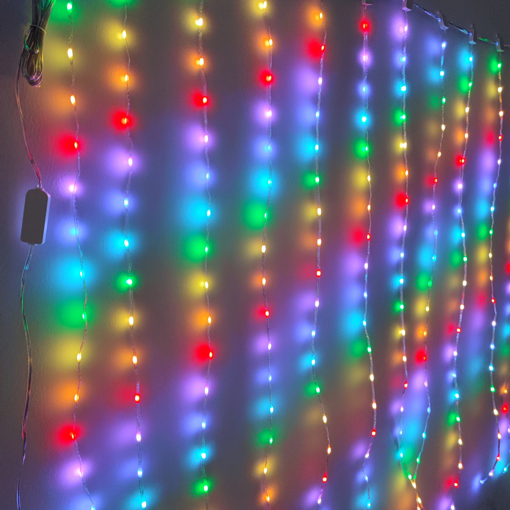 DIY App Control Music sync Christmas Rgb Pixel Addressable Curtain Lights Party Programmable Led Fairy Smart Curtain Light