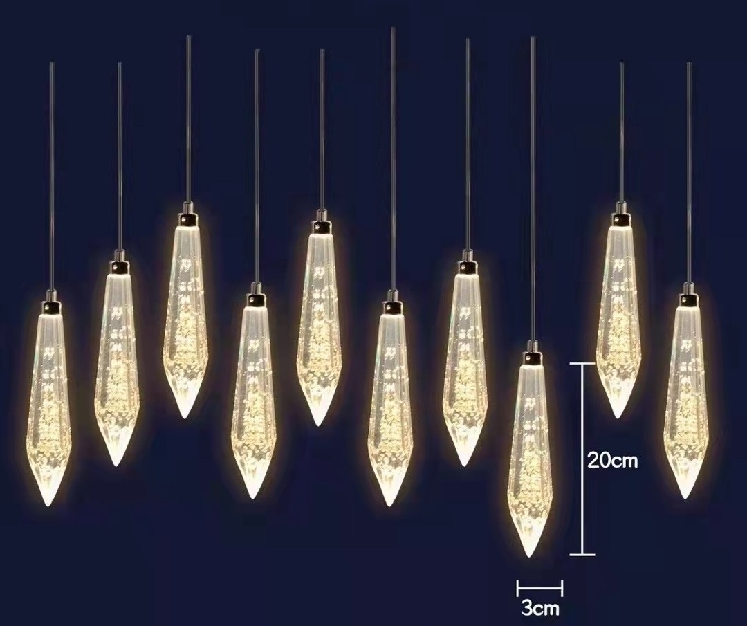 Modern Rain Drop Chandelier Luxury Gold Bubble Acrylic Drops Pendant Hanging Lights Living Room Dining Room Lamp