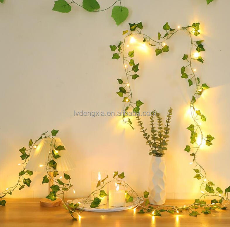 Artificial Ivy Leaf Vine String Lights with butterfly lily flower Battery Powered Fairy Light for Christmas St. Patrick's Day