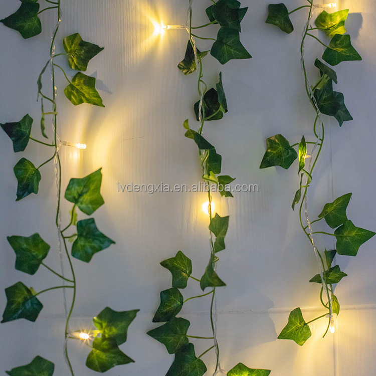 Artificial Ivy Leaf Vine String Lights with butterfly lily flower Battery Powered Fairy Light for Christmas St. Patrick's Day