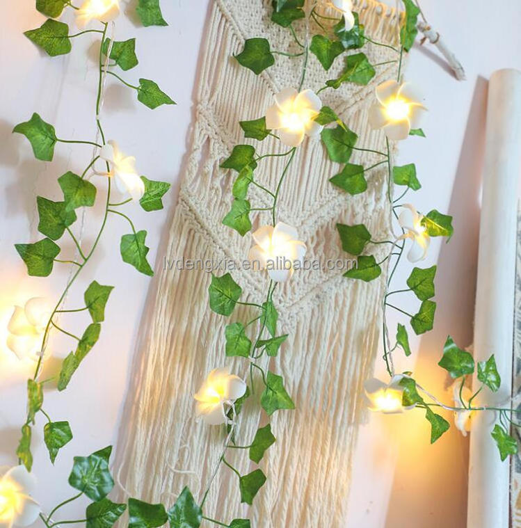 Artificial Ivy Leaf Vine String Lights with butterfly lily flower Battery Powered Fairy Light for Christmas St. Patrick's Day