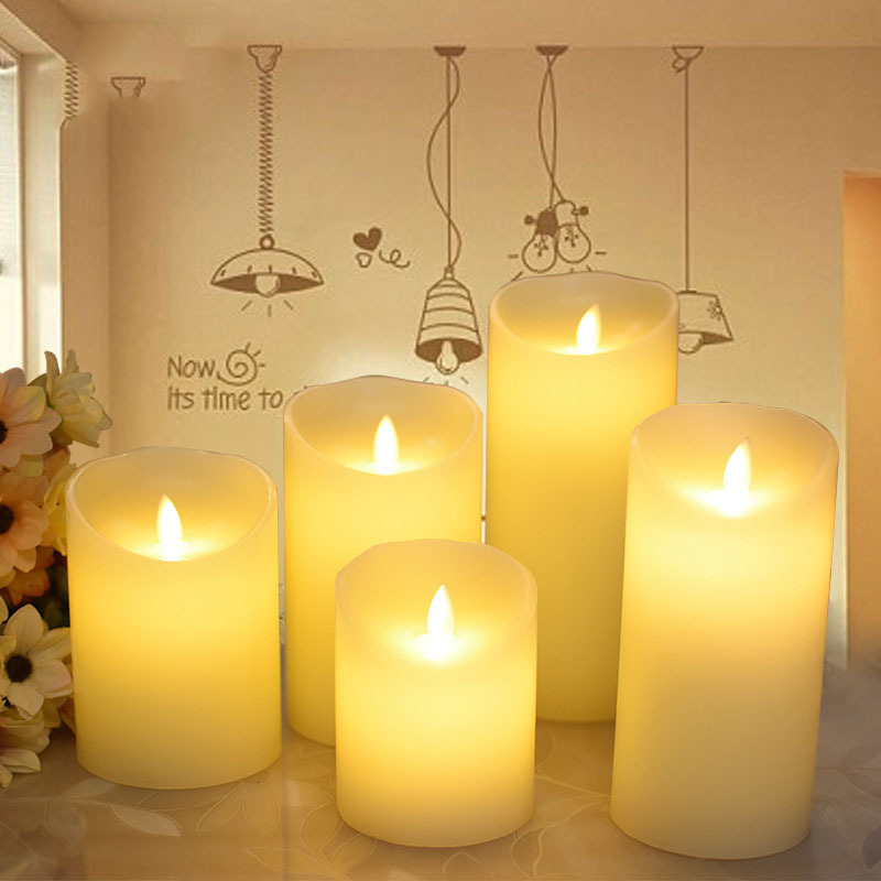 Led Candle Moving Wick Flameless Candles Battery Operated Tea Light Flickering Candle Lamp for Wedding Party