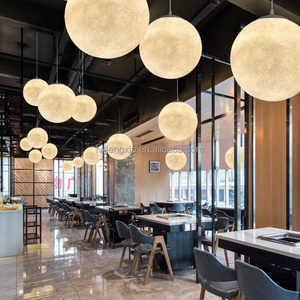 Modern Resin Moon Lamp Pendant Lights Lunar Chandeliers 3D Planet Moon Hanging Lamps 3D Ball Spherical Ceiling Light Fixture