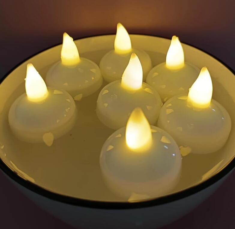 Waterproof Battery Operated Flickering Flameless LED Floating Tea lights Candles for Wedding Centerpiece Bathtub Pool Christmas