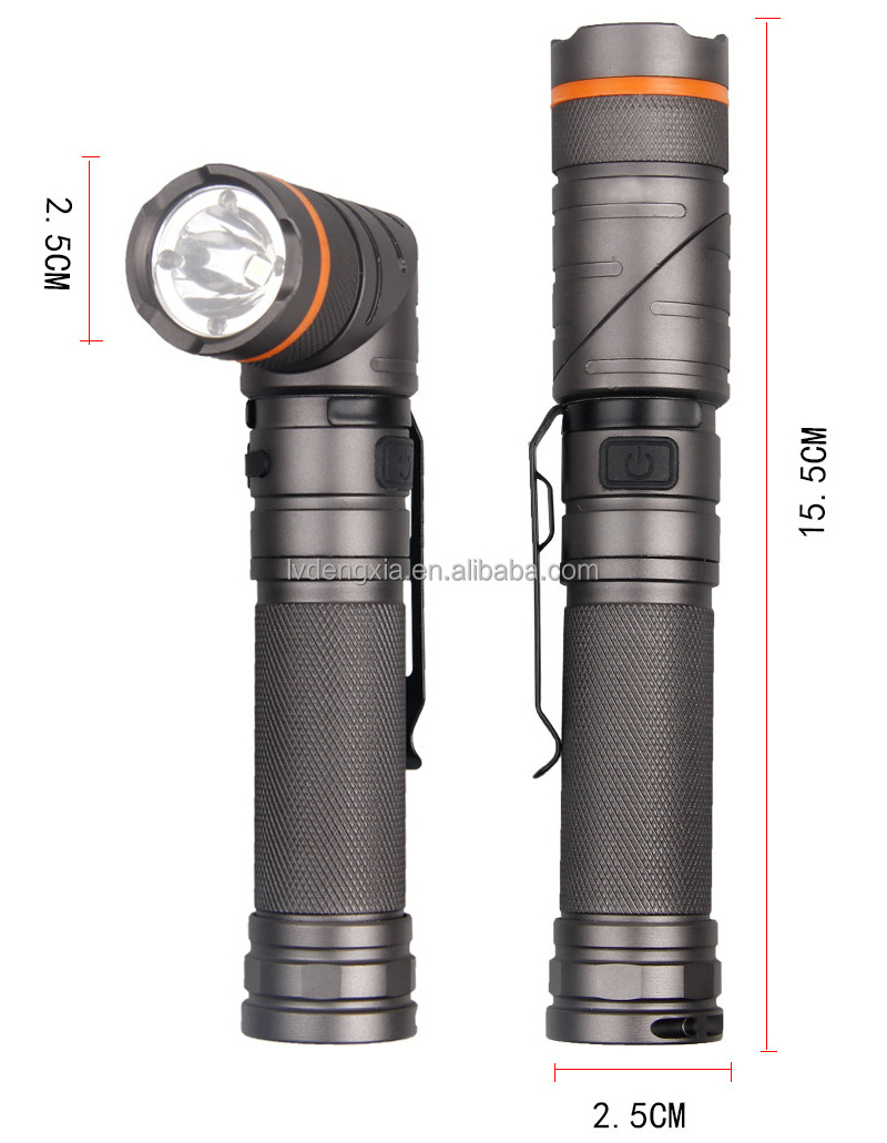 Magnetic LED Flashlight White and Red Light 90 Degree Twist Work Light Waterproof Outdoor Right Angle Flashlight for Hunting