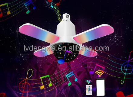 Mini magic ball music speaker lamp Dj party light wireless smart phone control RGB colorful mini foldable lamp bulb E27