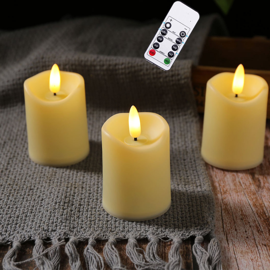 Warm White Flickering Remote Control LED Flameless Candles New Year Candle Light Battery Powered Led Tea Lights